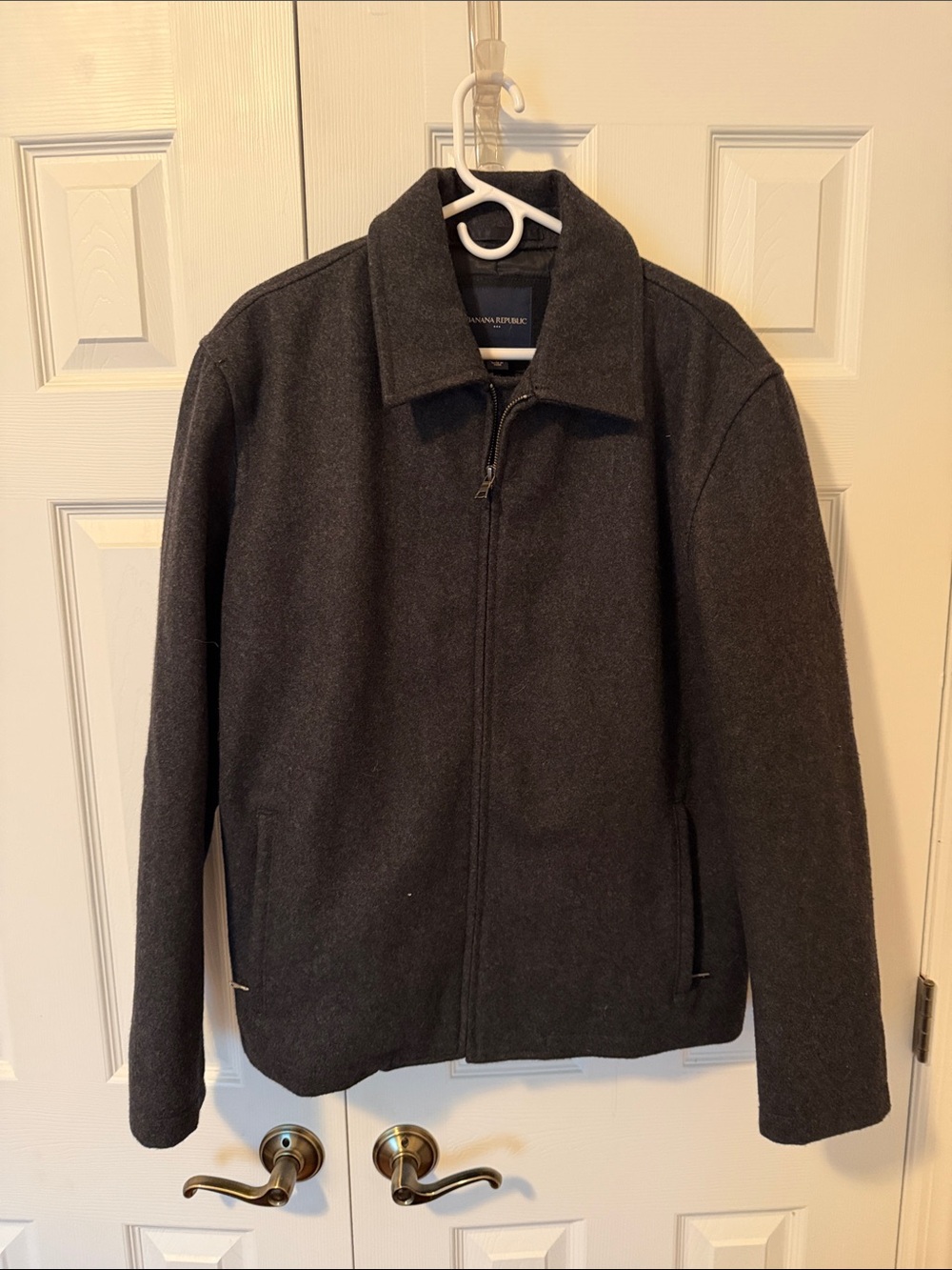 Banana Republic Men's Dark Charcoal Zip-Up Sweater Jacket